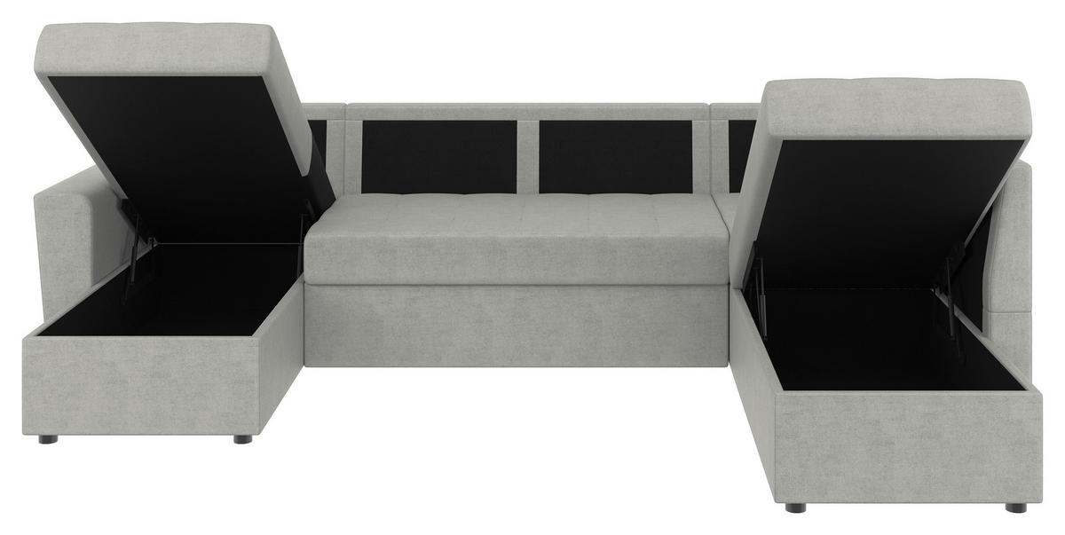 WOHNLANDSCHAFT TERMOLI Hellgrau Jacquard  - Hellgrau/Schwarz, Design, Kunststoff/Textil (155/297/212cm) - MID.YOU