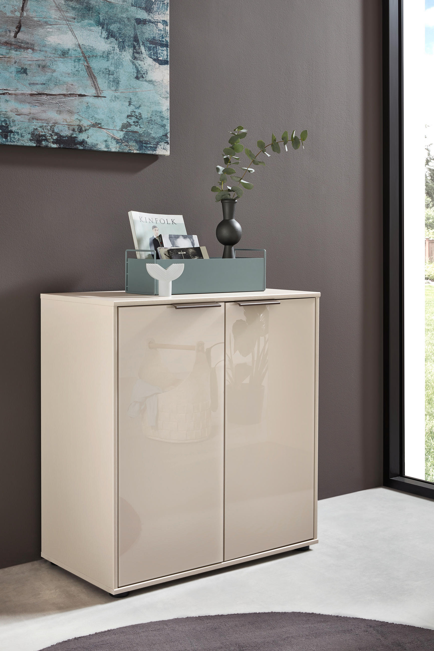 KOMMODE  in 80/86/43 cm  - Champagner/Eichefarben, Design, Glas/Holzwerkstoff (80/86/43cm) - Dieter Knoll
