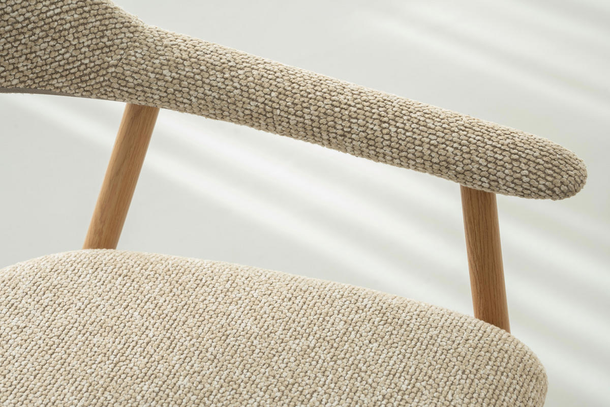 ARMLEHNSTUHL   Bouclé  - Taupe/Walnussfarben, Basics, Holz/Textil (59/75/62cm) - Livetastic