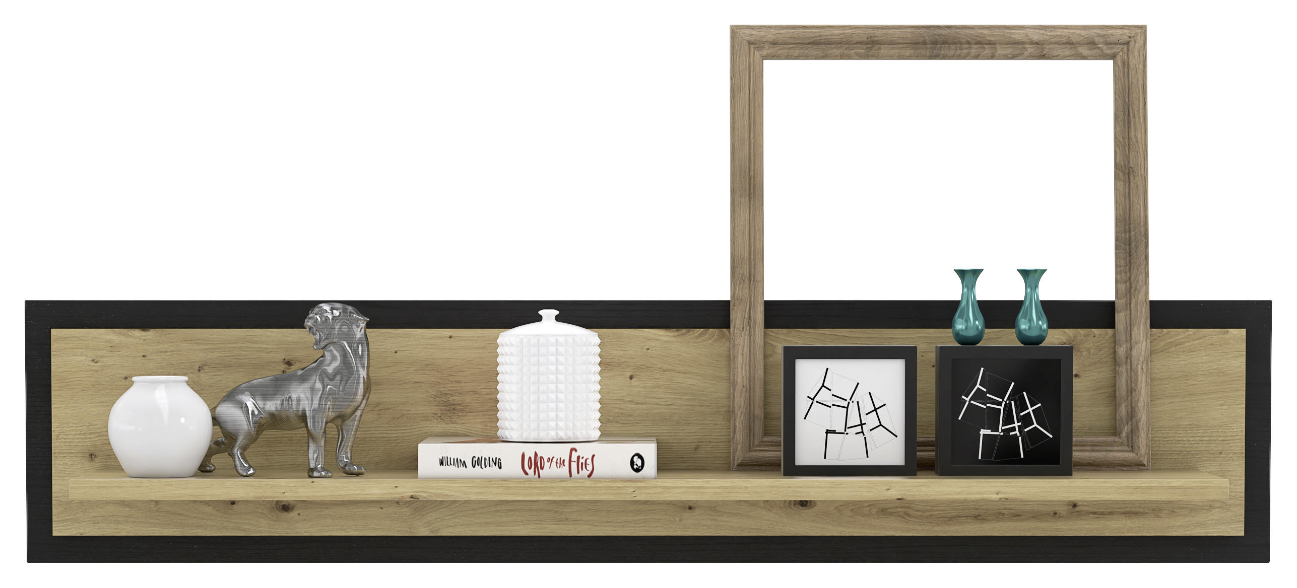 WANDBOARD in 140/29,6/23,4 cm Schwarz, Eichefarben  - Eichefarben/Schwarz, Basics, Holzwerkstoff/Kunststoff (140/29,6/23,4cm) - Livetastic