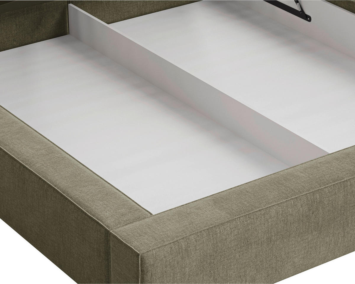POLSTERBETT Bettkasten Olivgrün 180/200 cm  - Schwarz/Olivgrün, MODERN, Holz/Kunststoff (180/200cm) - MID.YOU