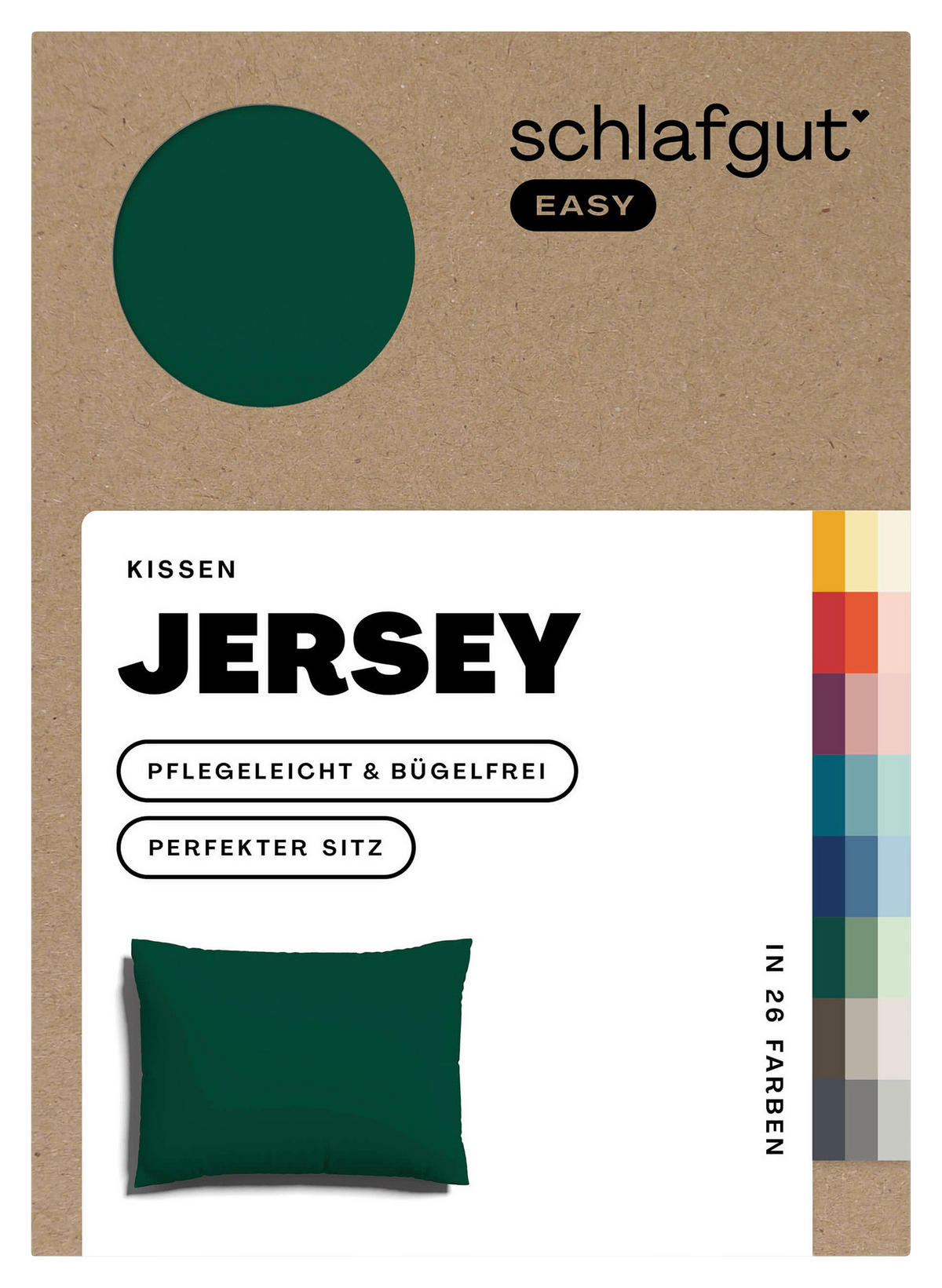 KOPFPOLSTERBEZUG EASY JERSEY 70/90 cm  - Grün, Basics, Textil (70/90cm) - Schlafgut