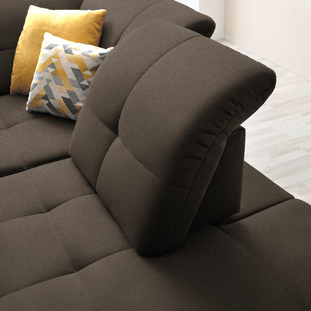 ECKSOFA in Chenille Dunkelbraun  - Dunkelbraun/Schwarz, Design, Textil/Metall (310/240cm) - Xora