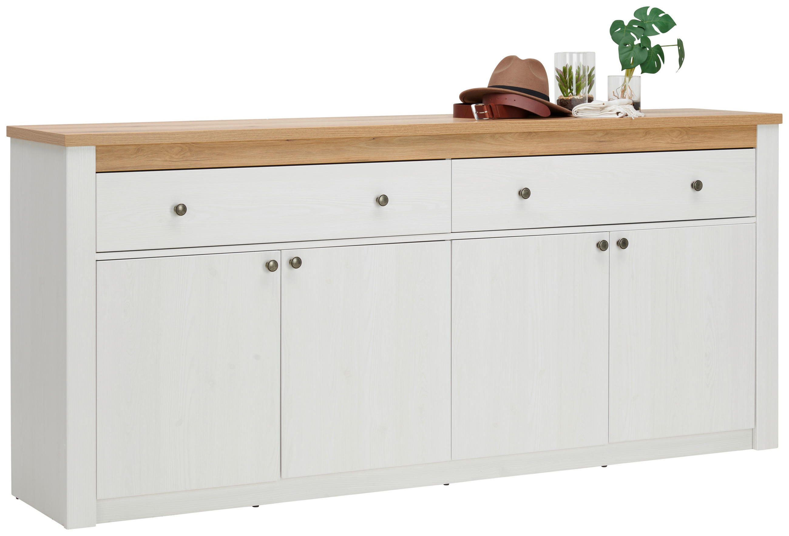 Kommode Rovigio Weiß, Eiche San Remo Dekor B:201,5cm