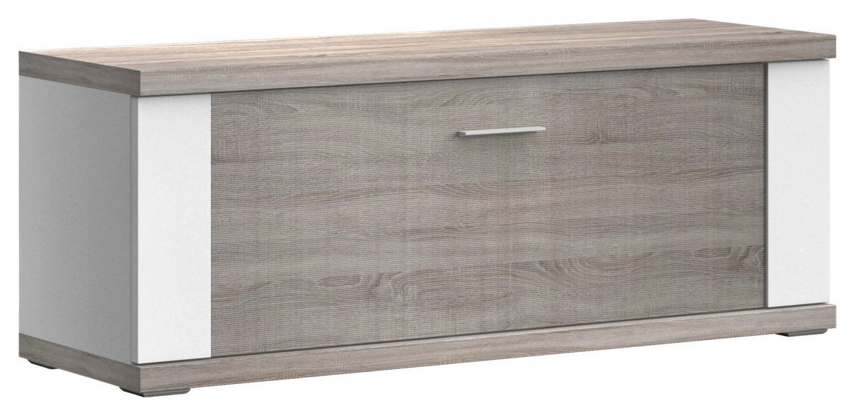 GARDEROBENBANK 129/50/42 cm  - Chromfarben/Weiss, Design, Holzwerkstoff/Metall (129/50/42cm) - Xora