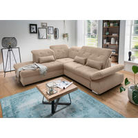 ECKSOFA in Chenille Hellbraun  - Chromfarben/Hellbraun, MODERN, Textil/Metall (254/280cm) - Livetastic