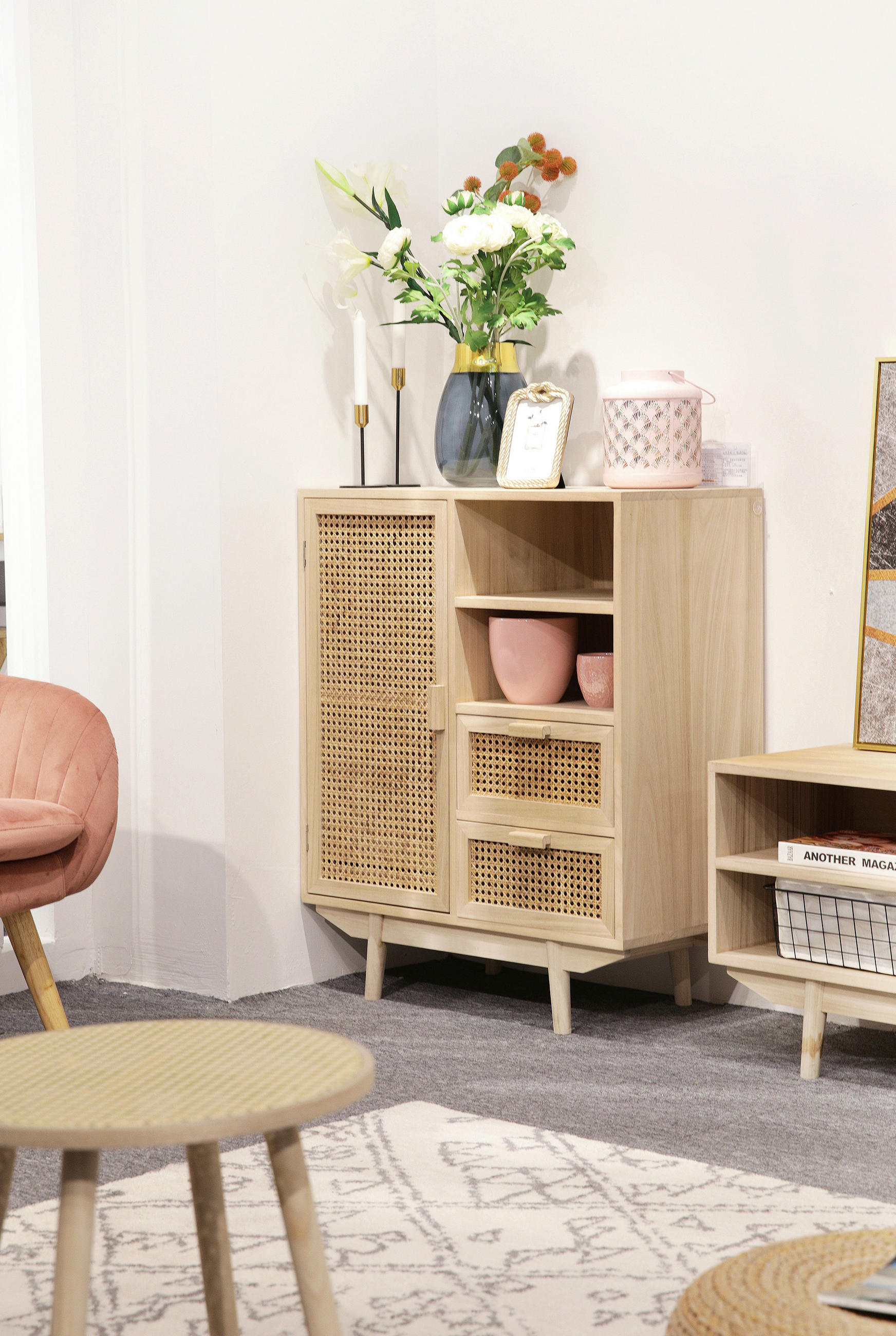 ŠIROKÁ KOMODA, paulovnia, ratan, prírodná farba, 70/85/36 cm - prírodná farba, Design, drevo/kompozitné drevo (70/85/36cm) - Livetastic
