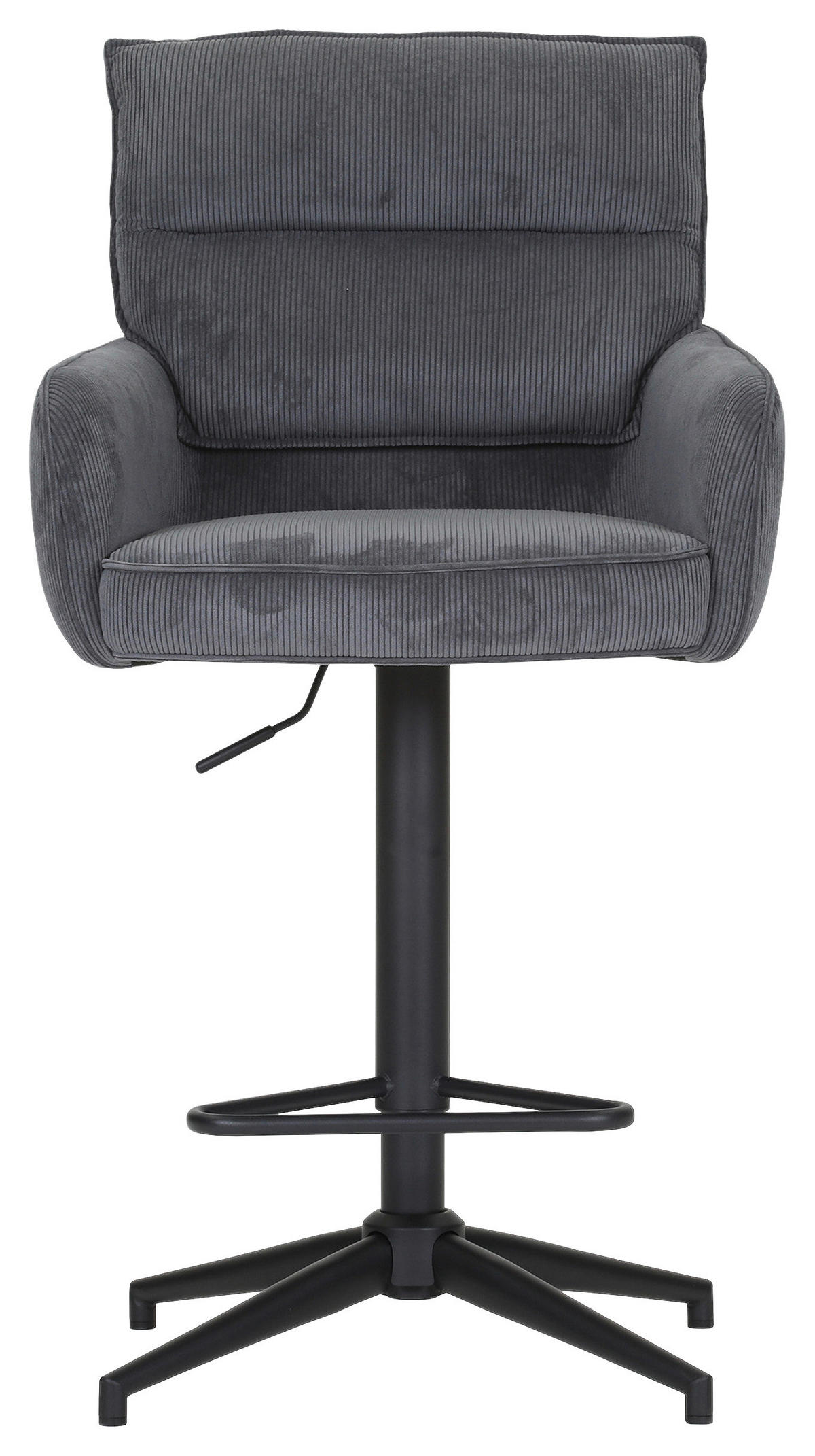 BARHOCKER Cord Anthrazit Stoffauswahl, Sitzfläche 360° drehbar  - Anthrazit/Schwarz, Design, Textil/Metall (54/98-120/58cm) - Novel