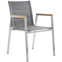 STOHOVATELNÉ KŘESLO, dřevo, kov, textil - šedá/barvy teak, Design, kov/dřevo (54/85/63cm) - Amatio