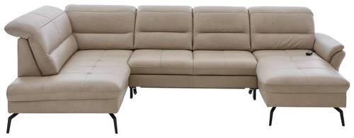 SEDACÍ SOUPRAVA, kůže, béžová - černá/béžová, Design, kov/kůže (206/336/181cm) - Beldomo Premium