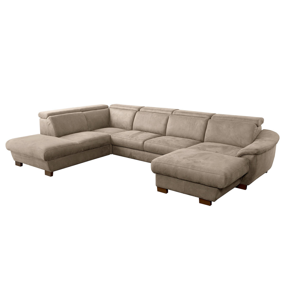 WOHNLANDSCHAFT TREND in Mikrofaser Taupe  - Taupe/Wengefarben, Design, Holz/Textil (273/347/238cm) - Livetastic