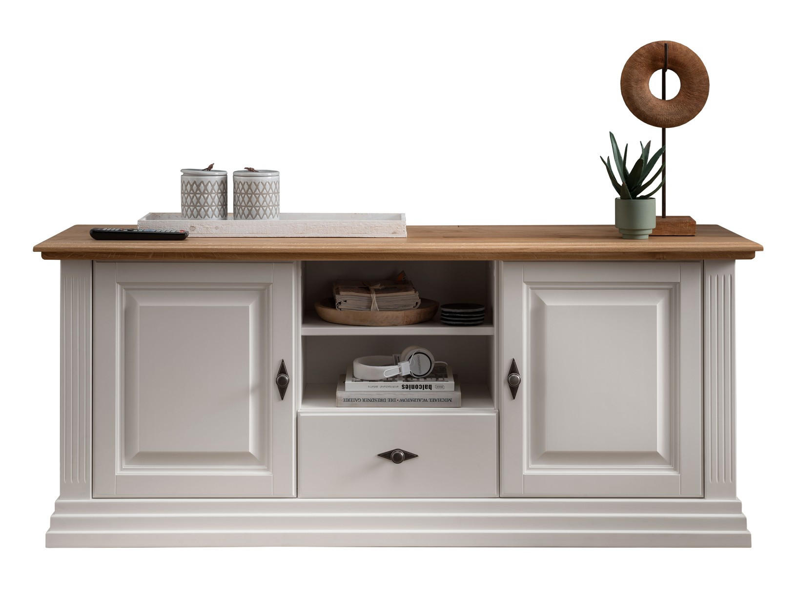 LOWBOARD WZ-0622  in 157/67/45 cm  - Weiß, Design, Holz (157/67/45cm) - Livetastic