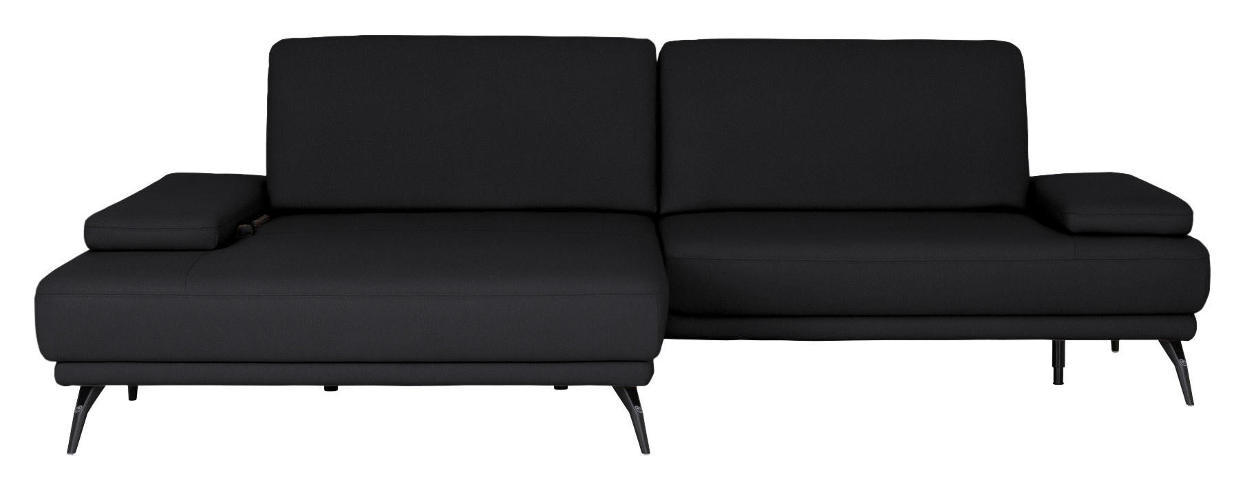ECKSOFA Echtleder Schwarz  - Schwarz, Konventionell, Leder/Metall (180/301cm) - Joop!