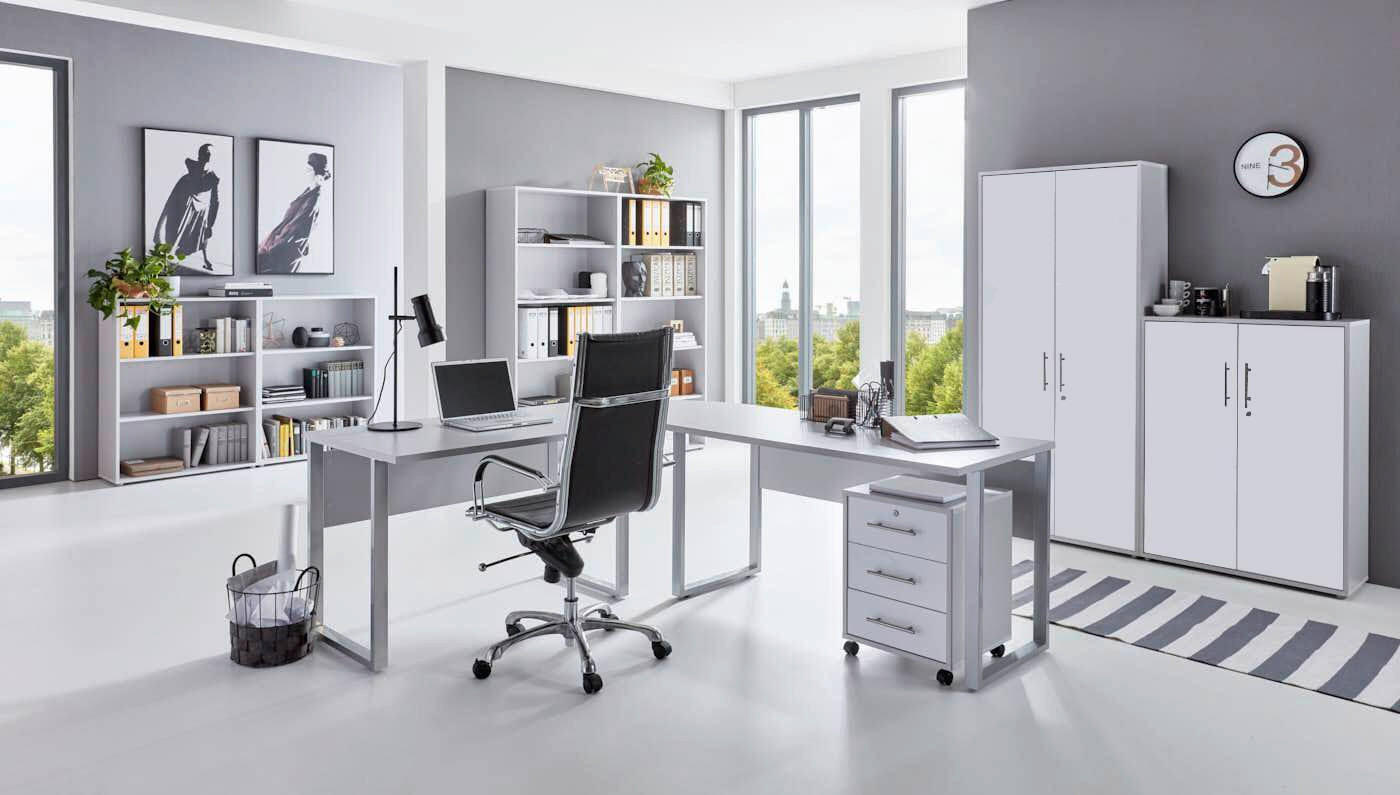 BÜRO - Weiß/Grau, MODERN, Holzwerkstoff/Metall - MID.YOU