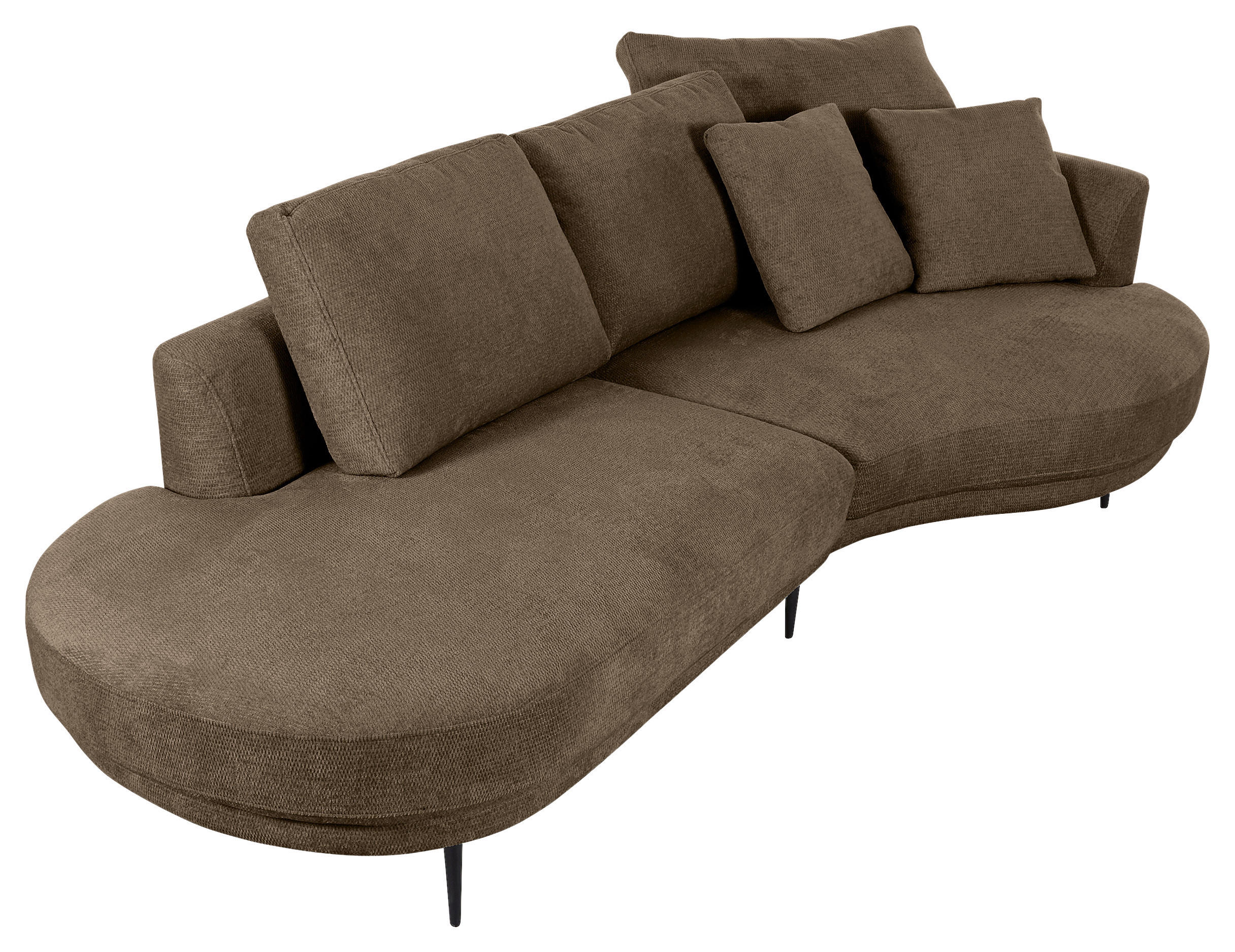 ECKSOFA in Chenille Braun  - Schwarz/Braun, Konventionell, Textil/Metall (275/140cm) - Carryhome