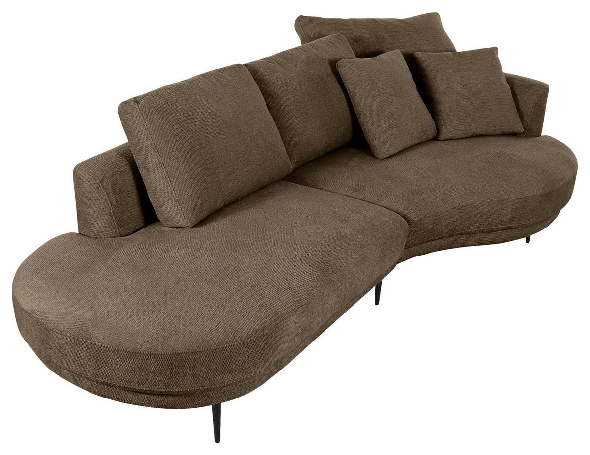 ECKSOFA in Chenille Braun  - Schwarz/Braun, Konventionell, Textil/Metall (275/140cm) - Carryhome