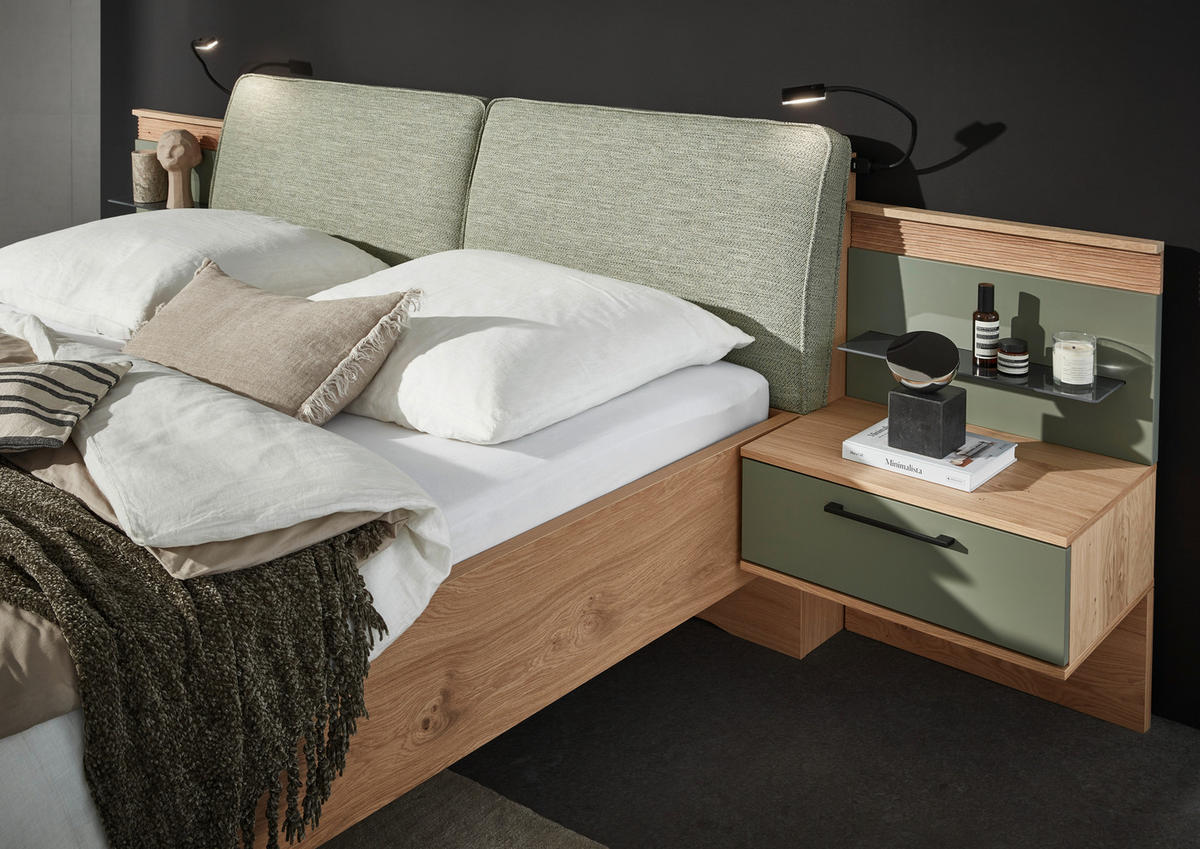 BETTANLAGE 180/200 cm  in Eichefarben, Olivgrün  - Eichefarben/Olivgrün, Design, Holz/Holzwerkstoff (180/200cm) - Dieter Knoll