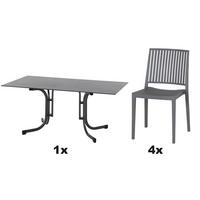 GARTENGARNITUR 5-teilig  - Grau, Basics, Holzwerkstoff/Kunststoff (90/80/160cm) - Siena Garden