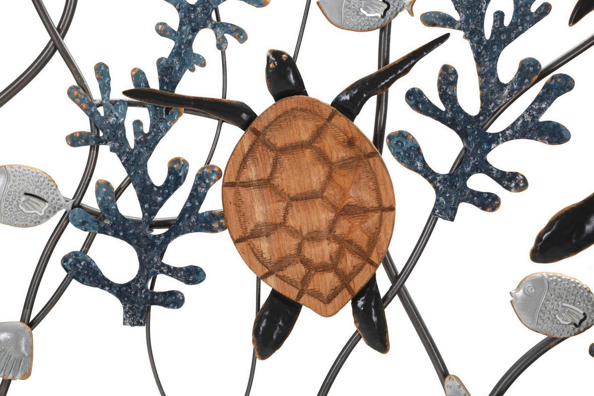 Wanddeko Turtle Metall, Holzwerkstoff  - Schwarz/Naturfarben, Basics, Holzwerkstoff/Metall (132.7/69.9/5.7cm)