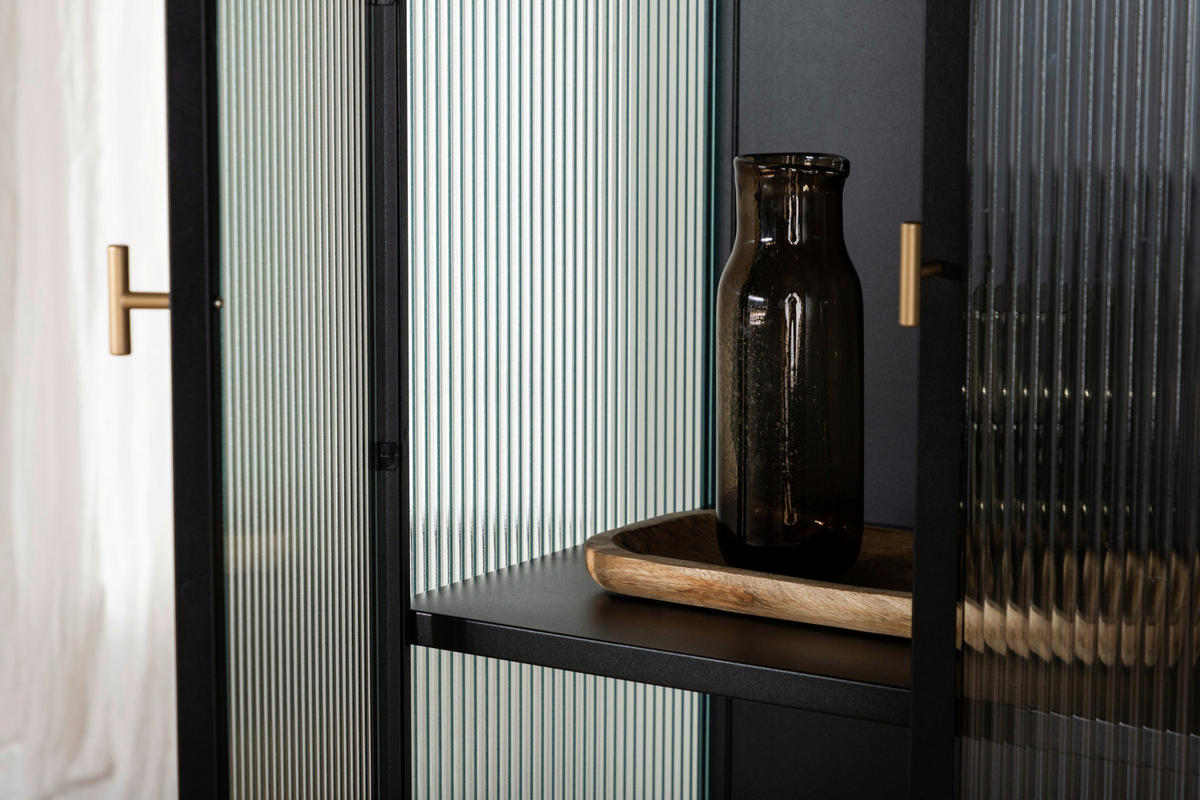 HÖG BYRÅ  i 70/160/40 cm  - svart, Design, metall/glas (70/160/40cm) - Livetastic