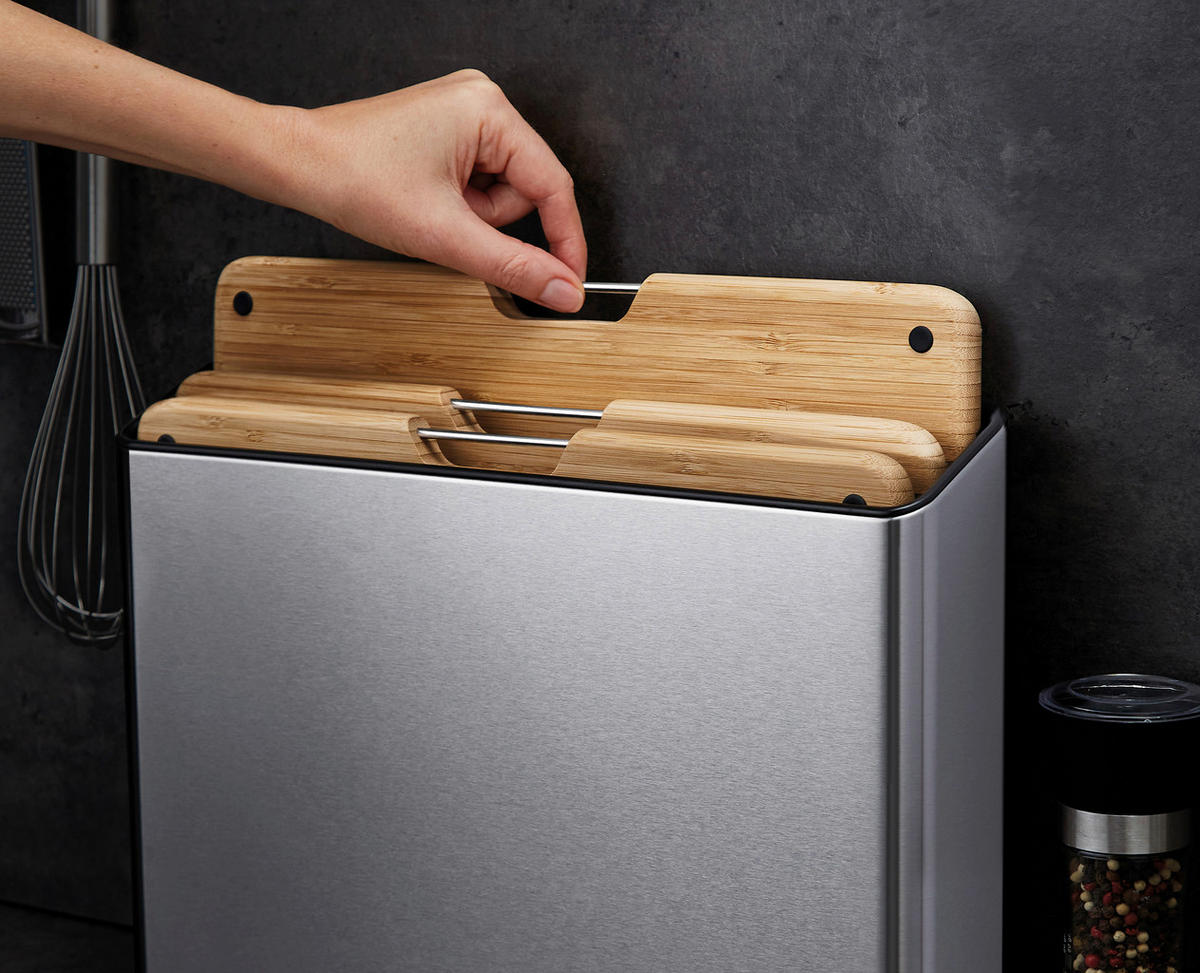 SCHNEIDEBRETT-SET Holz, Metall, Kunststoff Bambus Folio™  - Dunkelgrau, Basics, Holz/Kunststoff (38/8,5/28,7cm) - Joseph Joseph