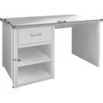 SCHREIBTISCH 141/81/77 cm in Weiß, Trüffeleichefarben - Trüffeleichefarben/Graphitfarben, LIFESTYLE, Holzwerkstoff/Metall (141/81/77cm) - Carryhome