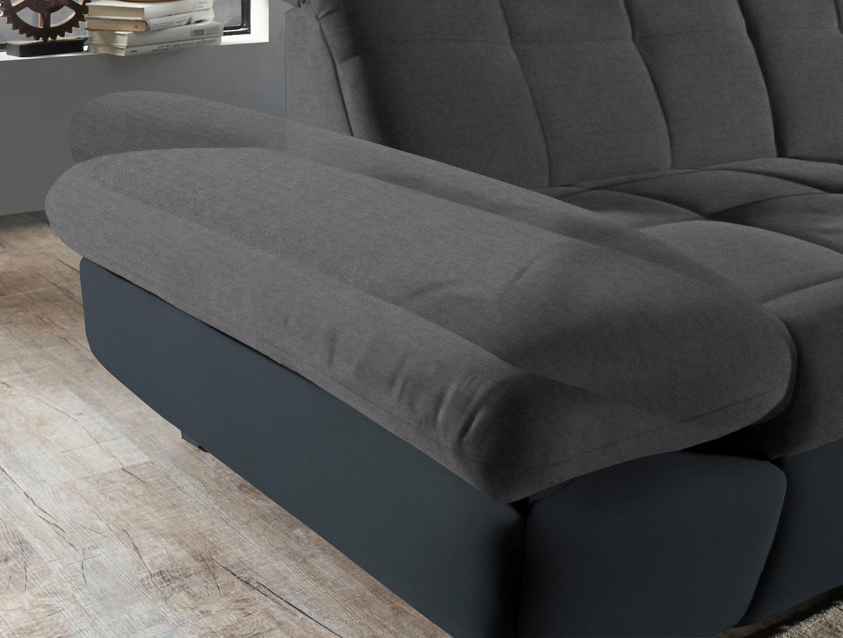 ECKSOFA in Mikrofaser Grau  - Schwarz/Grau, Design, Textil/Metall (204/341cm) - Xora
