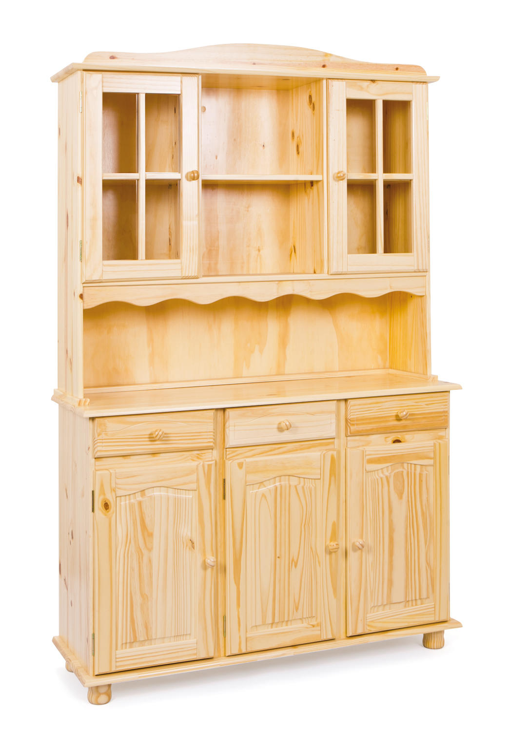 PRÍBORNÍK S VITRÍNOU, borovica, farba borovice, 130/198/43 cm - farba borovice, Lifestyle, drevo (130/198/43cm) - MID.YOU