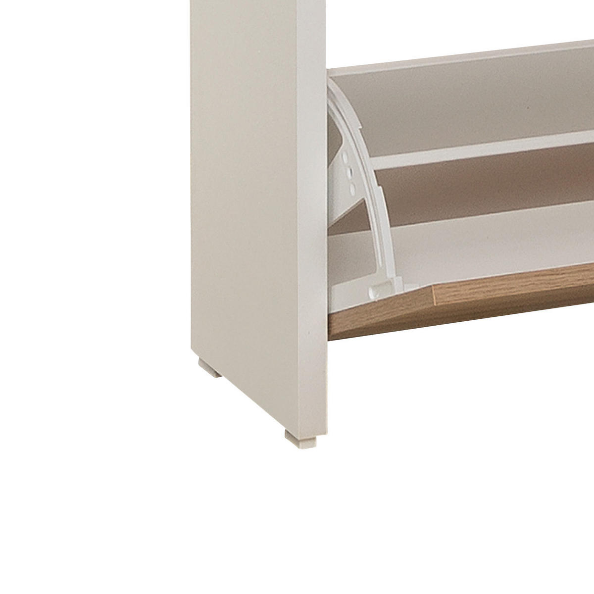 SCHUHKIPPER foliert Weiß, Eichefarben  - Eichefarben/Alufarben, KONVENTIONELL, Holzwerkstoff (64/119/24cm) - MID.YOU