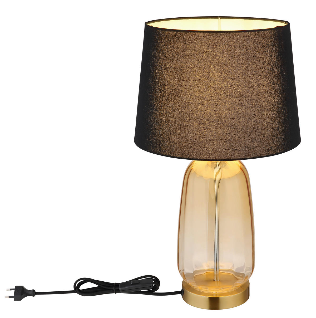 TISCHLEUCHTE - Klar/Messingfarben, Konventionell, Glas/Textil (30/52cm) - Globo