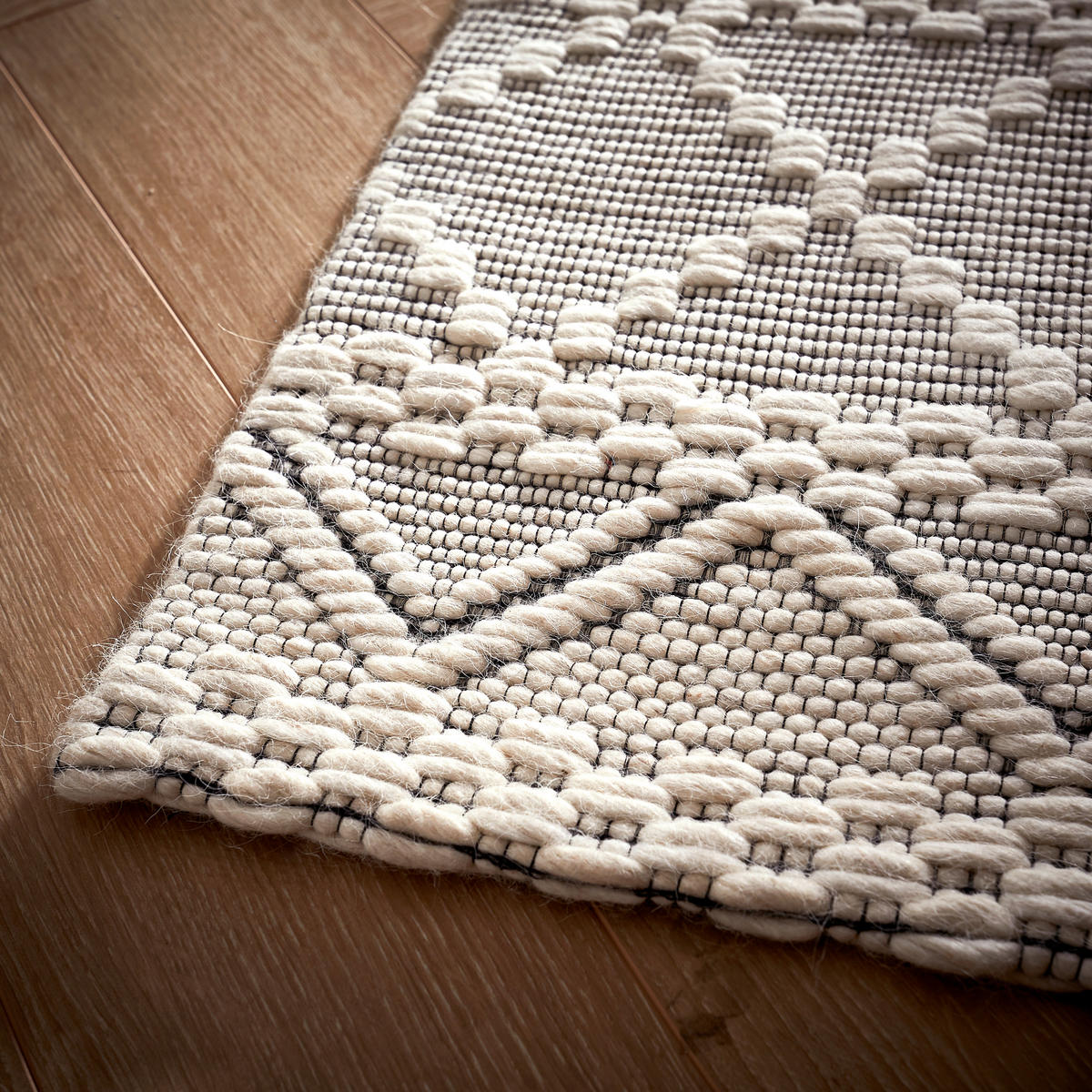 RUČNĚ TKANÝ KOBEREC, 70/130 cm, černá, bílá - bílá/černá, Konvenční, textil (70/130cm) - Linea Natura