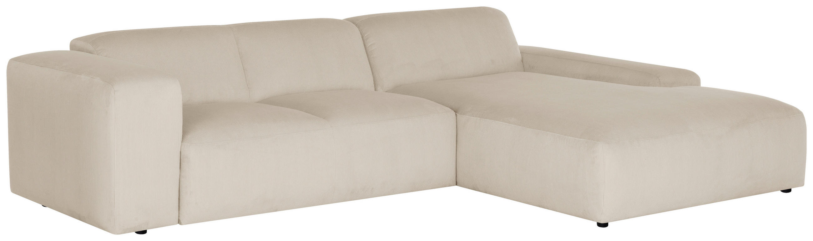 ECKSOFA Cord Beige  - Beige/Schwarz, Design, Kunststoff/Textil (304/200cm) - MID.YOU