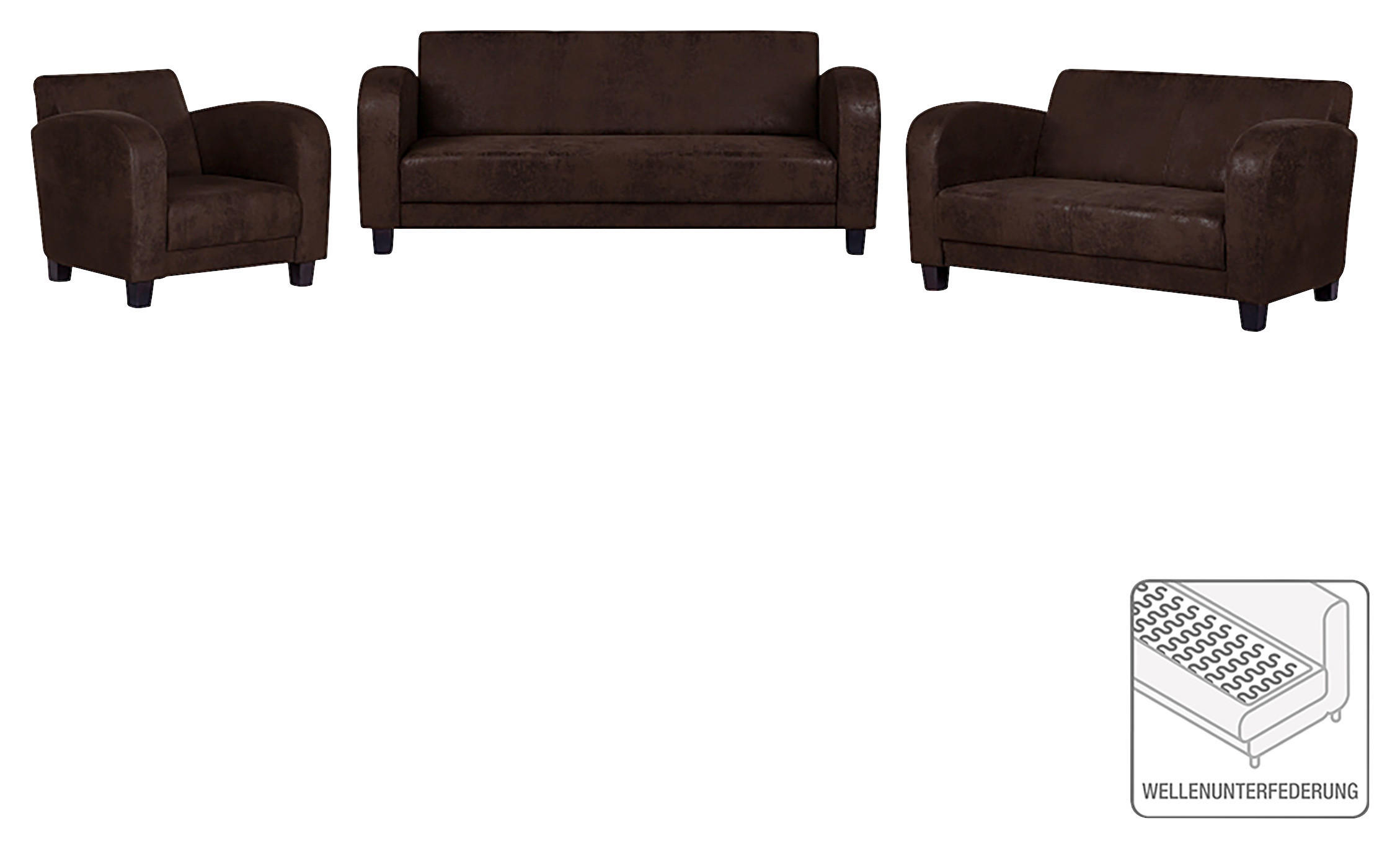 SITZGARNITUR in Lederlook Dunkelbraun - Dunkelbraun, Design, Textil (92/80/89cm) - Livetastic