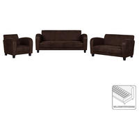 SITZGARNITUR in Lederlook Dunkelbraun  - Dunkelbraun, Design, Textil (92/80/89cm) - Livetastic