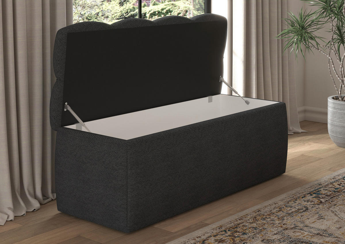 BETTBANK Bouclé Dunkelgrau  - Dunkelgrau/Schwarz, Basics, Kunststoff/Textil (141/50/40cm) - Chameo