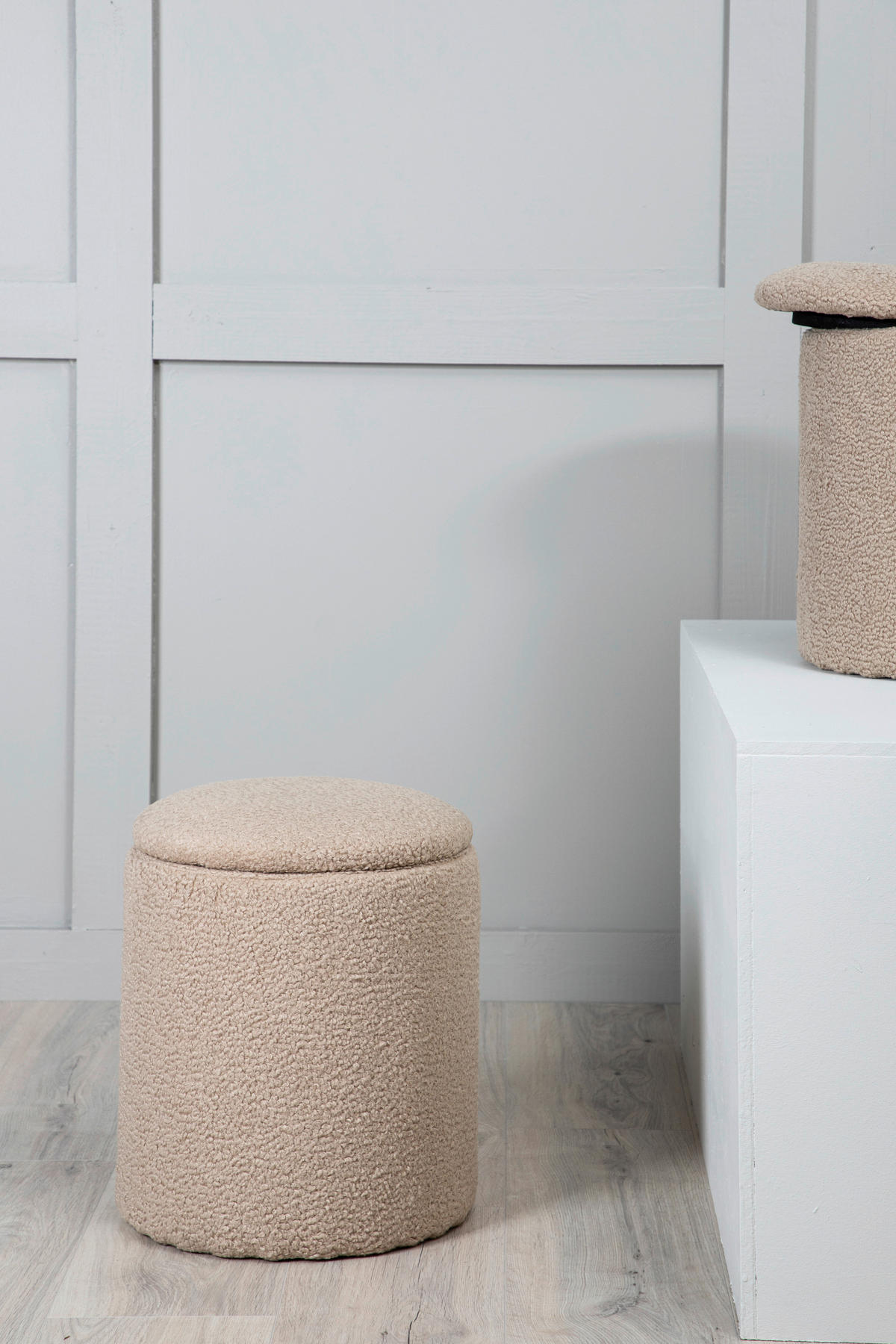 SITTPUFF i  - beige, Design, textil (32/40/32cm) - Livetastic