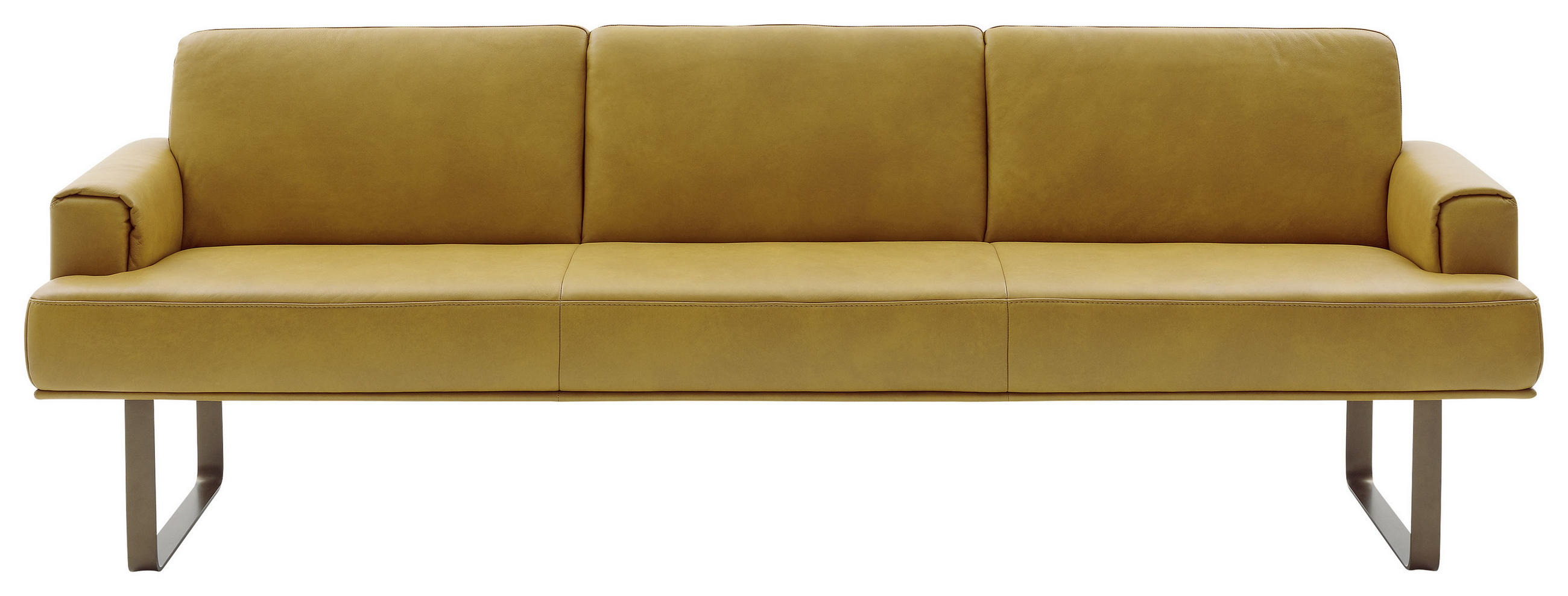 SITZBANK 251/84/67 cm Echtleder Gelb, Bronzefarben Metall  - Gelb/Bronzefarben, Design, Leder/Metall (251/84/67cm) - Musterring