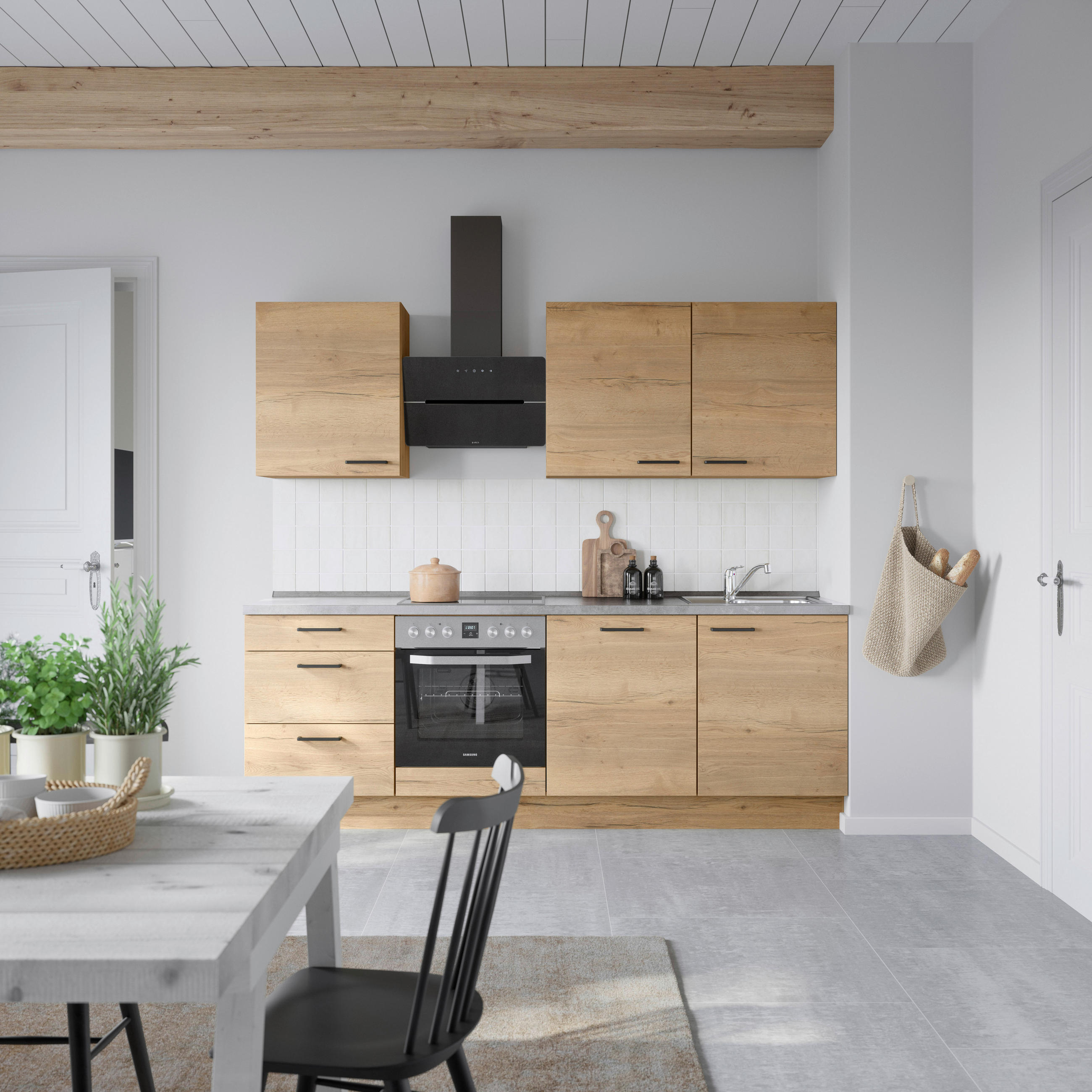 Nobilia Küchenleerblock Structura Eiche, Schiefer 240 cm