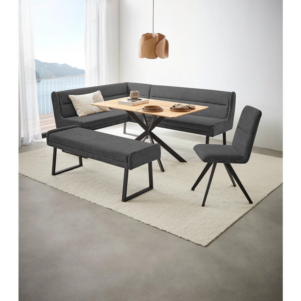 Thumbnail - Novel Eckbank, Schwarz, Dunkelgrau, Metall, Textil, 4-Sitzer, L-Form, Eckteil, 237x159 cm, in verschiedenen Größen erhäl...