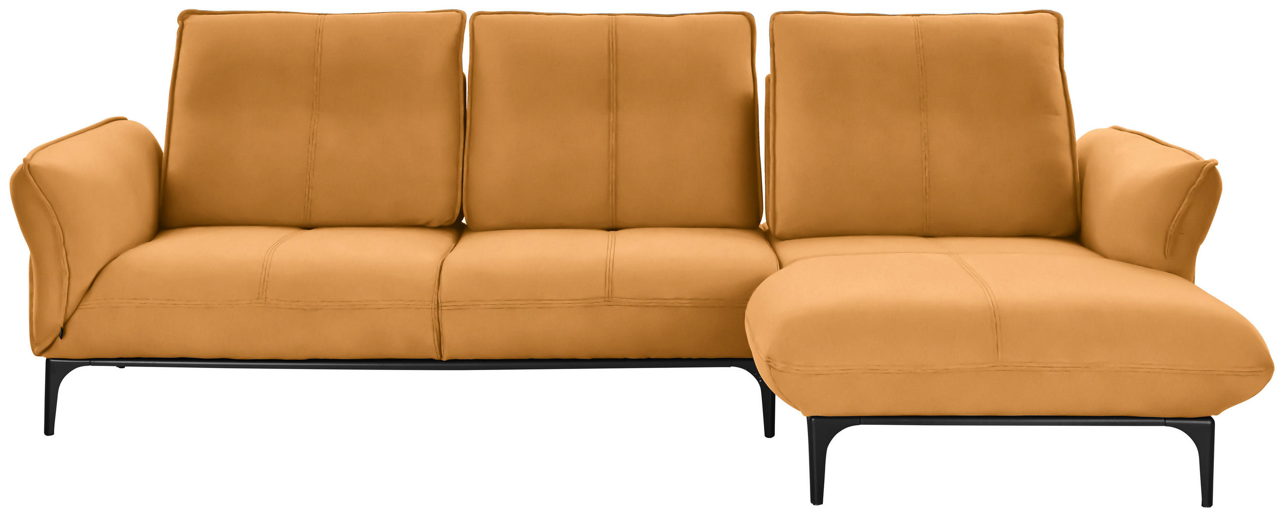 ECKSOFA  in Echtleder Gelb  277/182 cm  - Gelb/Schwarz, Natur, Leder (277/182cm) - Valnatura