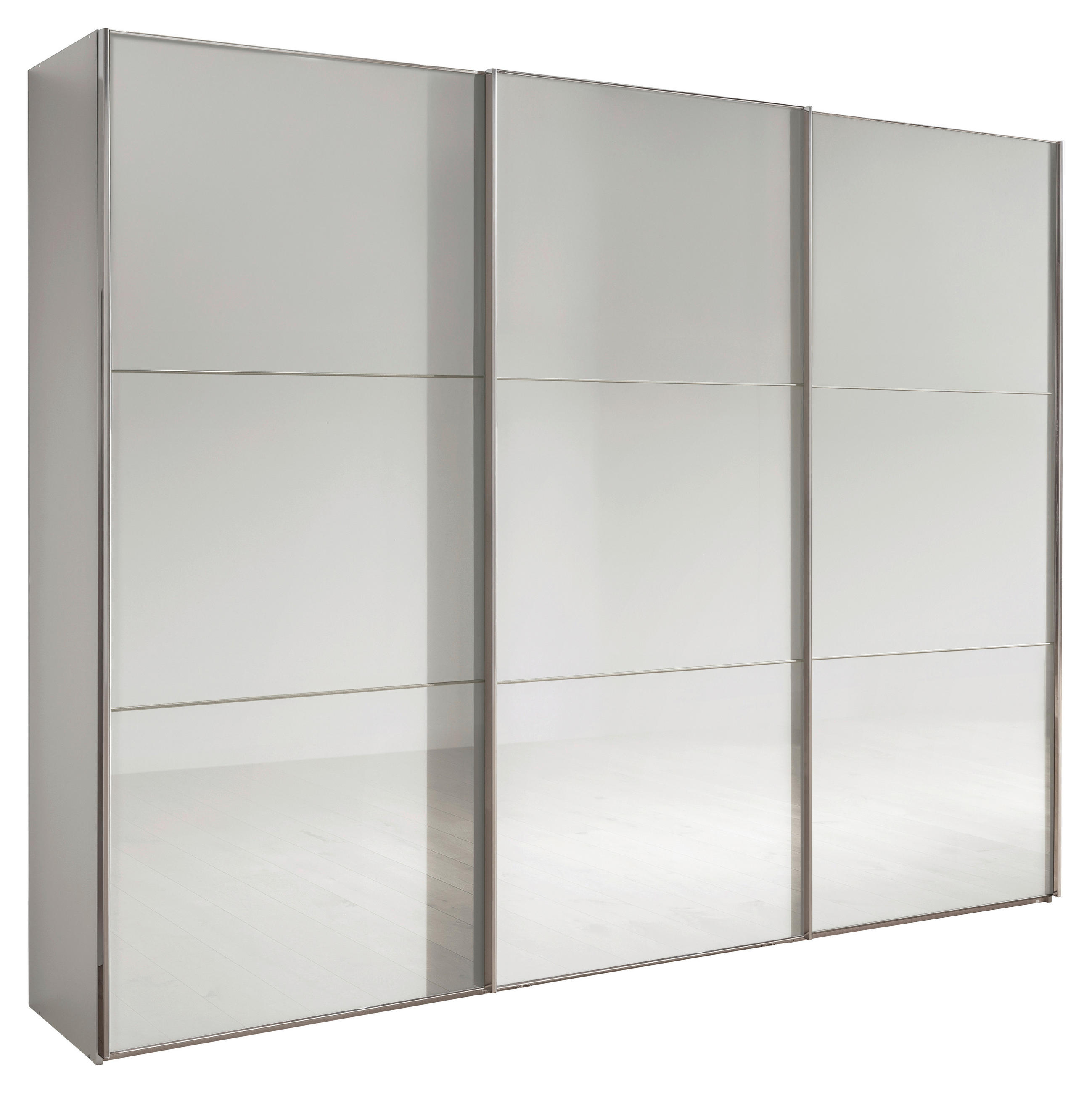 SCHWEBETÜRENSCHRANK 300/236/67 cm 3-türig Weiß  - Chromfarben/Weiß, MODERN, Glas/Holzwerkstoff (300/236/67cm) - Chameo