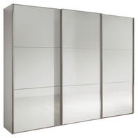 SCHWEBETÜRENSCHRANK 300/236/67 cm 3-türig Weiß  - Chromfarben/Weiß, MODERN, Glas/Holzwerkstoff (300/236/67cm) - Chameo