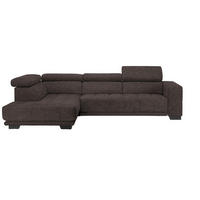 ECKSOFA in Mikrofaser Braun  207/301 cm  - Schwarz/Braun, Design, Textil/Metall (207/301cm) - Xora