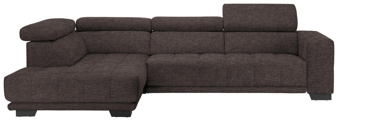 ECKSOFA in Mikrofaser Braun  207/301 cm  - Schwarz/Braun, Design, Textil/Metall (207/301cm) - Xora