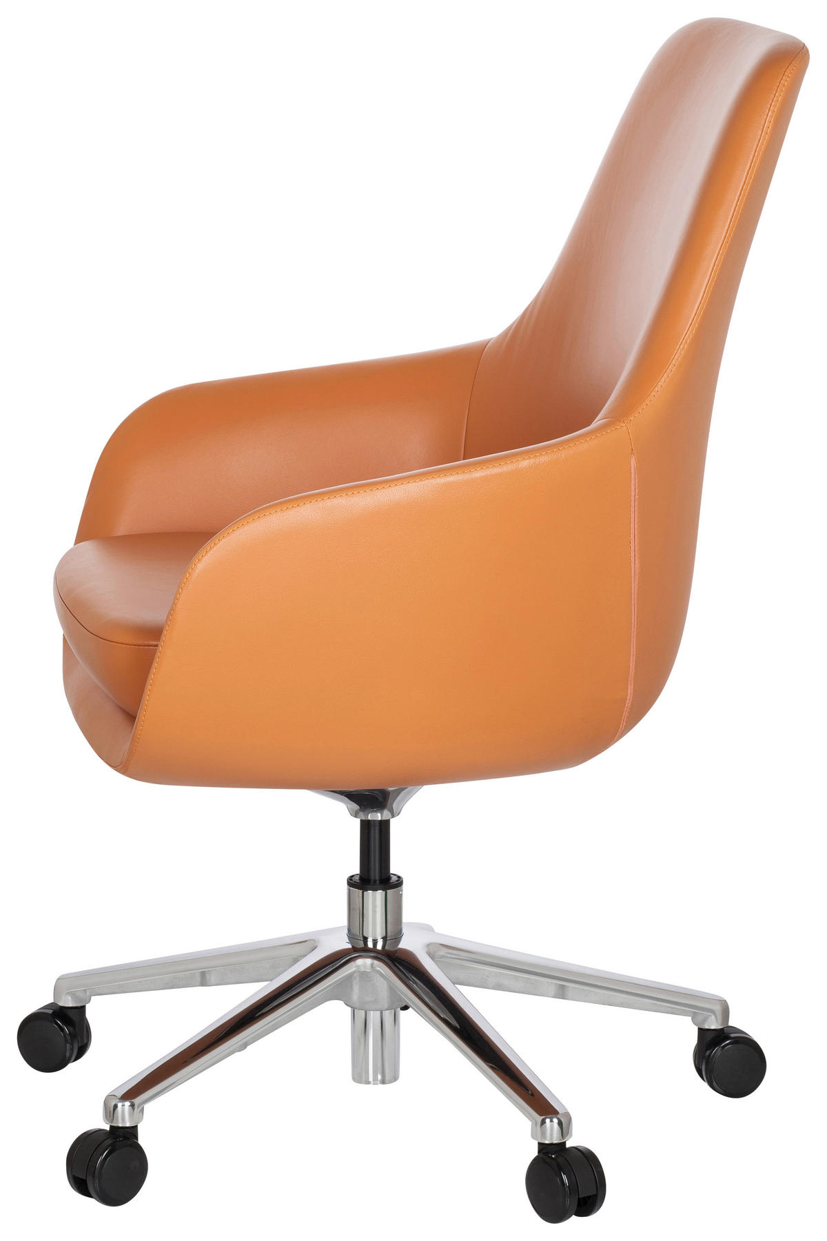 VRTLJIVI STOL tekstil, usnje oranžna  - barve aluminija/oranžna, Moderno, kovina/umetna masa (65/104/54cm) - MID.YOU