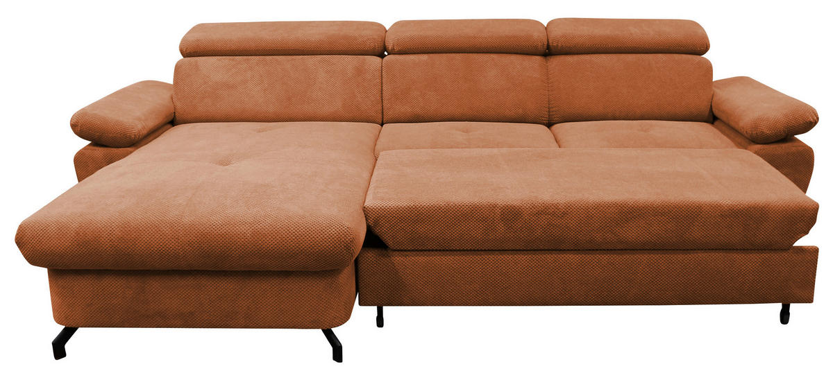 ECKSOFA OMEGA in Chenille Rot  186/280 cm  - Rot/Schwarz, Design, Textil/Metall (186/280cm) - MID.YOU