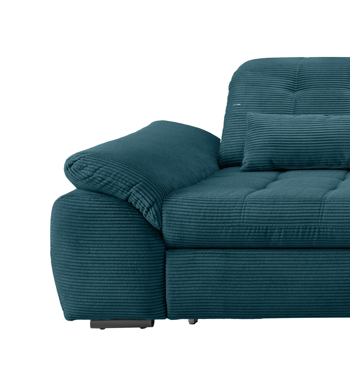 ECKSOFA in Cord Petrol  - Petrol/Schwarz, Modern, Textil/Metall (314/184cm) - Livetastic