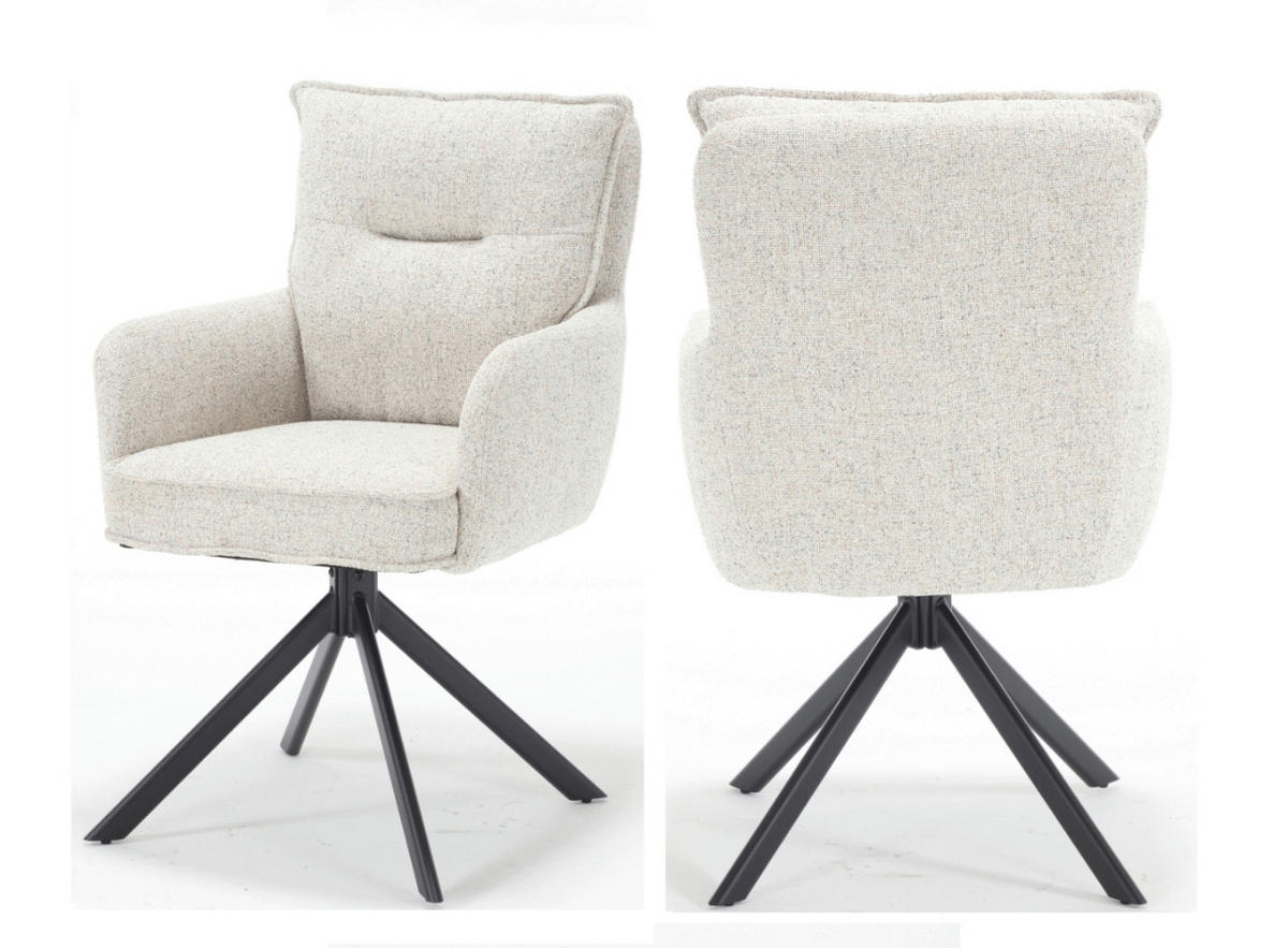 DREHSTUHL Struktur Beige  - Beige/Schwarz, MODERN, Textil/Metall (60/93/67cm) - Livetastic