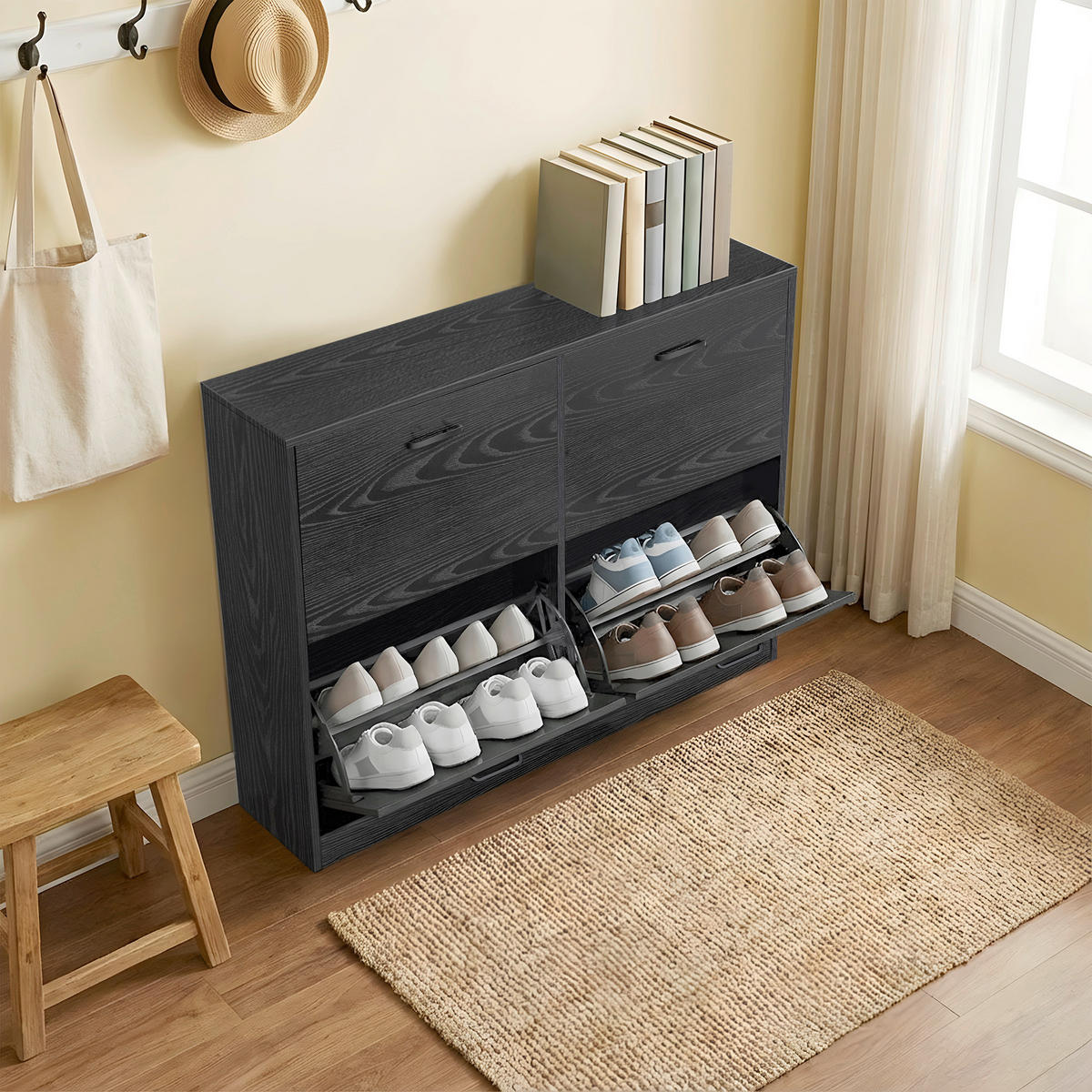 SCHUHKIPPER  in 105,5/82,7/24 cm  - Schwarz, Trend, Holzwerkstoff/Metall (105,5/82,7/24cm) - Boxxx