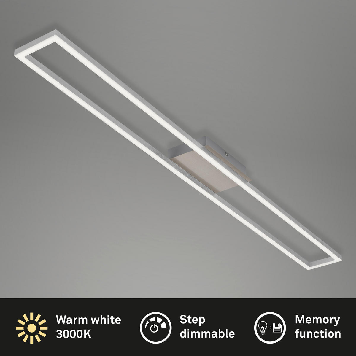 STROPNÉ LED SVIETIDLO, 110/12,5/5 cm - niklová, Design, kov/plast (110/12,5/5cm)